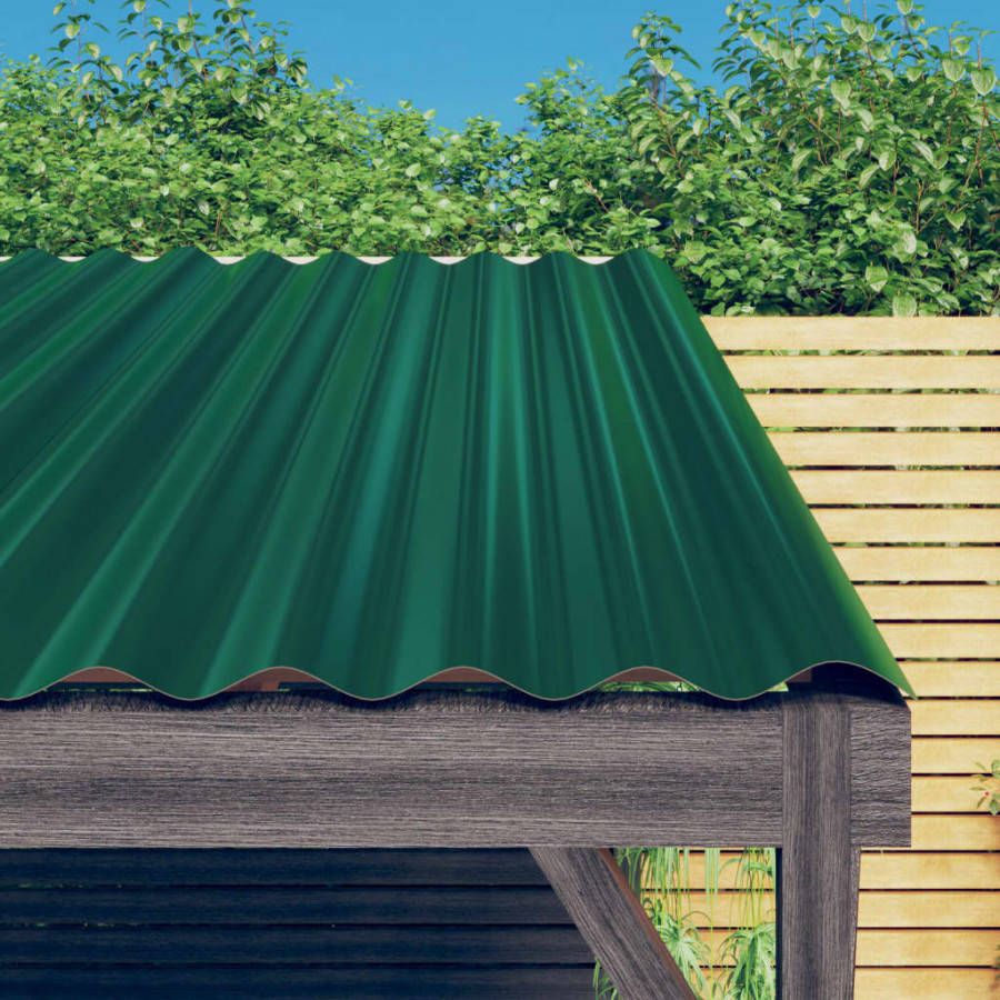 VIDAXL Dakpanelen 12 st 100x36 cm gepoedercoat staal groen
