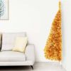 VIDAXL Kunstkerstboom met standaard half 120 cm PVC goudkleurig online kopen