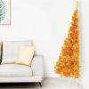 VIDAXL Kunstkerstboom met standaard half 180 cm PVC goudkleurig online kopen