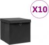 VIDAXL Opbergboxen met deksels 10 st 28x28x28 cm zwart online kopen