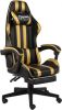 VIDAXL Racestoel met voetensteun kunstleer zwart en goudkleurig online kopen