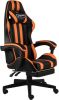 VIDAXL Racestoel met voetensteun kunstleer zwart en oranje online kopen