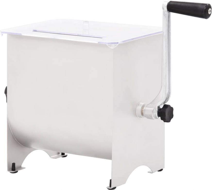 VIDAXL Vleesmixer met deksel handmatig roestvrij staal zilverkleurig