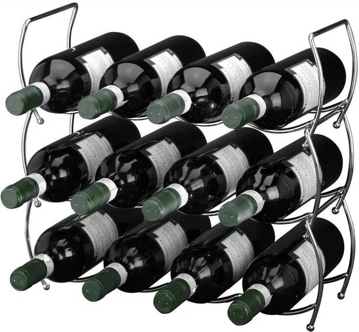 Excellent Houseware Wijnrek Stapelbaar 3 Stuks 42x16x16cm Ruimte Voor 12 Flessen