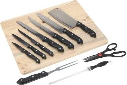 Merkloos Set Van Messen Met Slijper En Snijplank