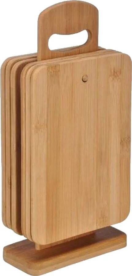 Haushalt Bamboe Snijplanken Set 6 delig Met Standaard Hout
