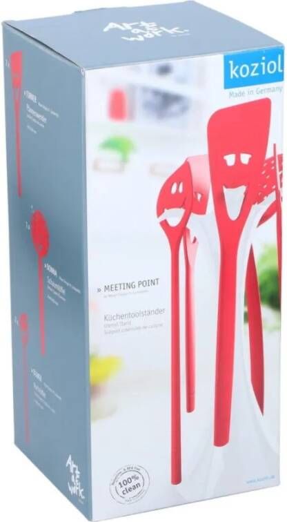 Koziol Kookgereiset Meeting Point 6 delig Keukenrek Met 5 Keukenattributen Rood/Wit