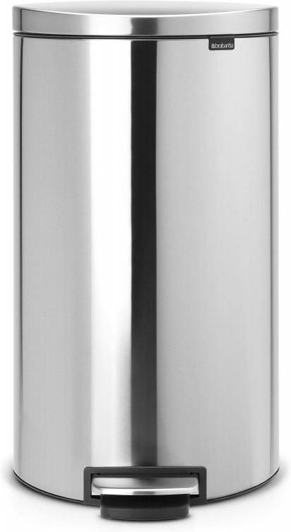 Brabantia Flatback+ Pedaalemmer 30 Liter Met Kunststof Binnenemmer Matt Steel Fingerprint Proof