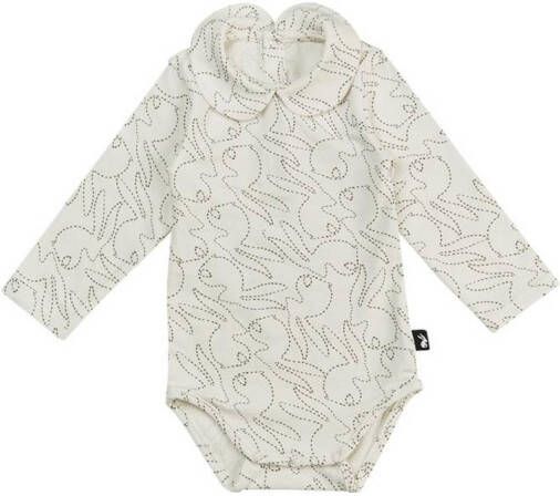 Mies & Co romper Stiched bunny ecru/zwart