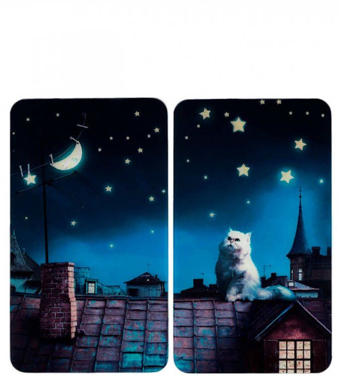 Wenko Set van 2 afdekplaten Moon Cat Multicolor
