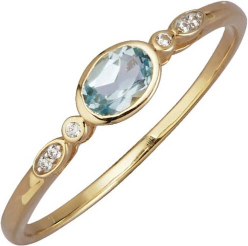 KLiNGEL Damesring met blauwtopaas Goudkleur