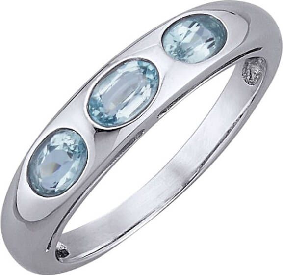 WENZ Damesring met blauwtopaas Platinakleur