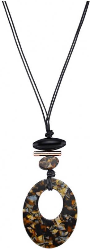 KLiNGEL Ketting met mozaïekachtige hanger Zwart