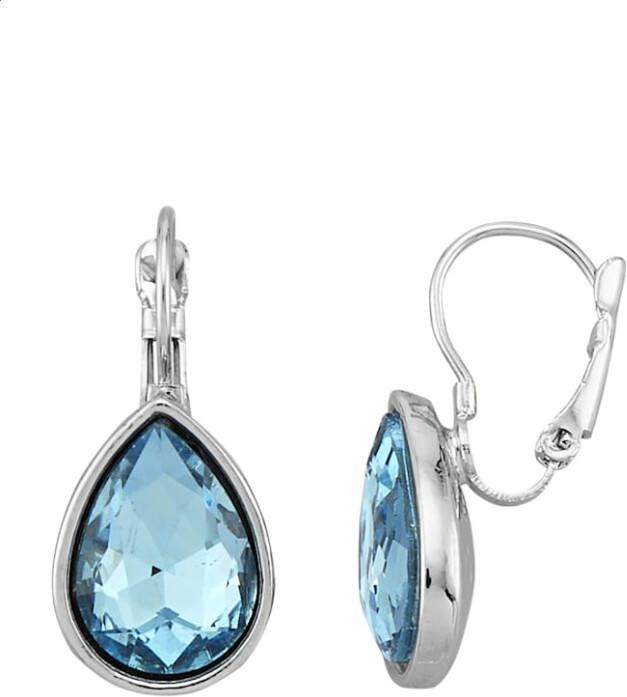 KLiNGEL Oorbellen met blauwe glasstenen Zilverkleur