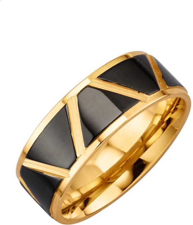 WENZ Vriendschapsring van roestvrij staal, deels zwart/verguld Goudkleur