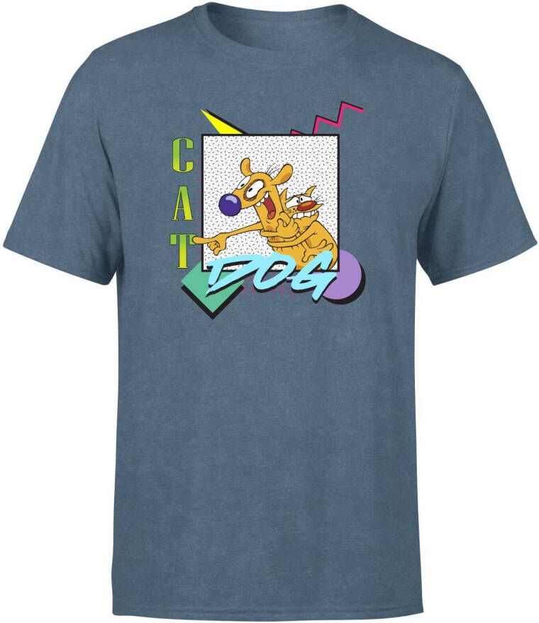 Nickelodeon CatDog 90s Style Men's T Shirt Donker Blauw Acid Wash XXL Navy Acid Wash