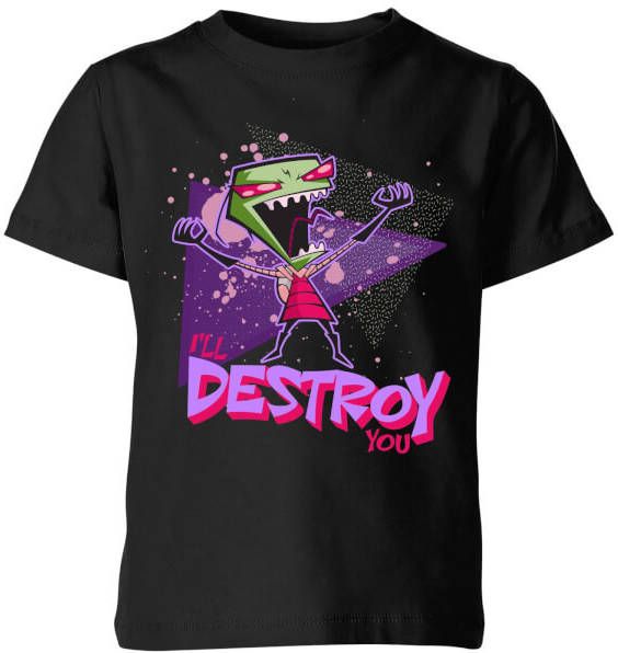 Nickelodeon Invader Zim I'll Destroy You Kids' T Shirt Zwart 146/152(11 12 jaar) Zwart