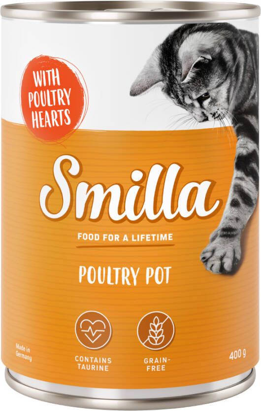 Smilla 24x400g Gevogelte en Vispannetje Mals Gevogelte met Gevogelteharten Kattenvoer