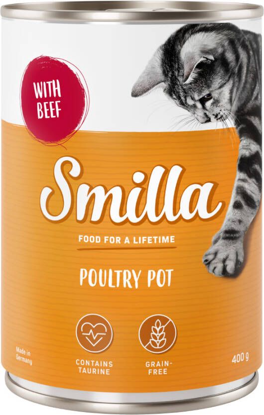 Smilla 24x400g Gevogelte en Vispannetje Mals Gevogelte met Rund Kattenvoer