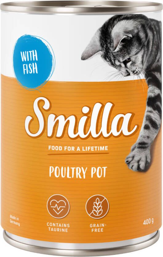 Smilla 24x400g Gevogelte en Vispannetje Mals Gevogelte met Vis Kattenvoer